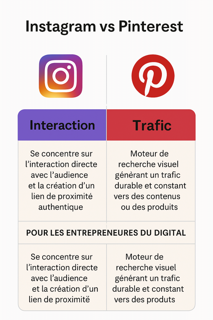 Comparatif entre Instagram et Pinterest pour les entrepreneures digitales