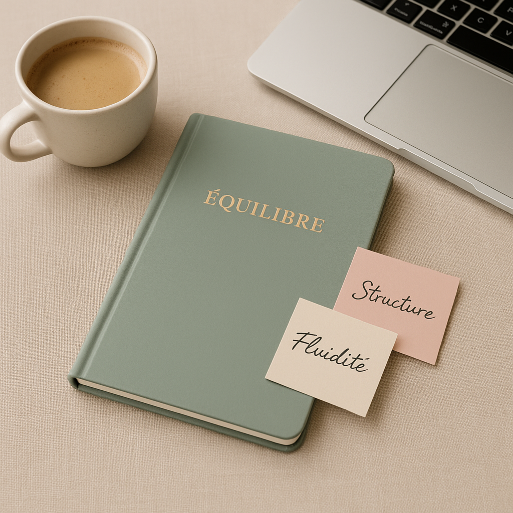 Illustration de la formule Équilibre – accompagnement Content Queen en contenu, organisation et mindset pour entreprendre avec fluidit